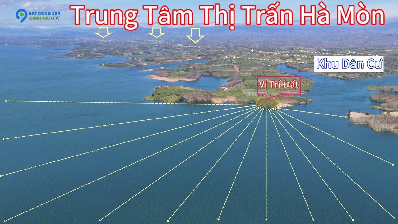 Bán đất view hồ 3 mặt tiền, đất có 217m mặt tiền đường và 150m mặt tiền bám hồ rộng và nước trong xanh như nước biển, gần Thị Trấn Hà Mòn, đã có sổ hồng riêng