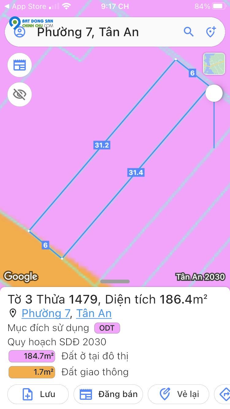 BÁN NỀN NGUYỄN VĂN TRƯNG, PHƯỜNG 7, TÂN AN, LONG AN, LỘ 12M, 200M2, 6x33, GIÁ 2.7 TỶ.