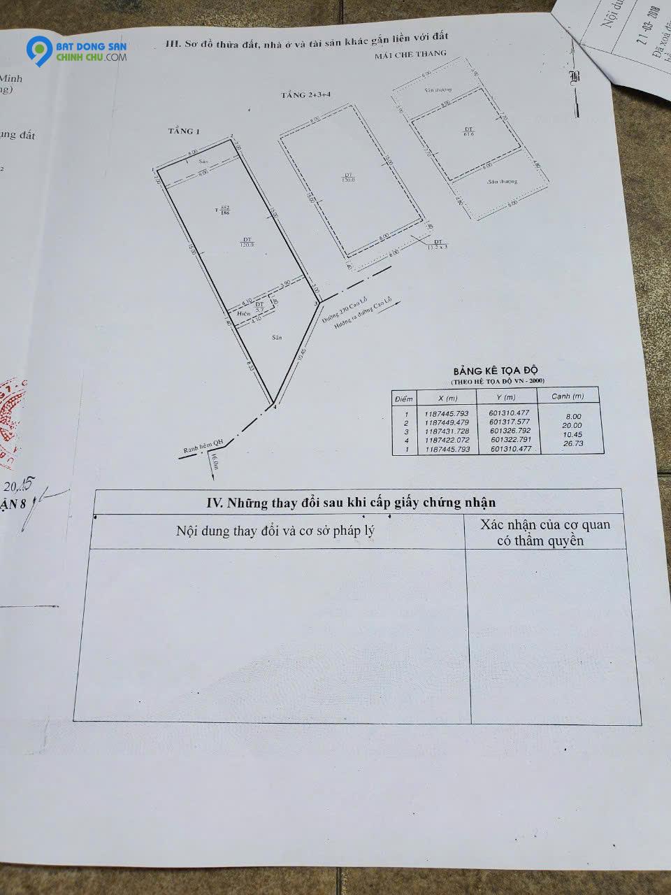 BÁN NHÀ CHÍNH CHỦ - CAO LỖ, QUẬN 8, TP.HCM