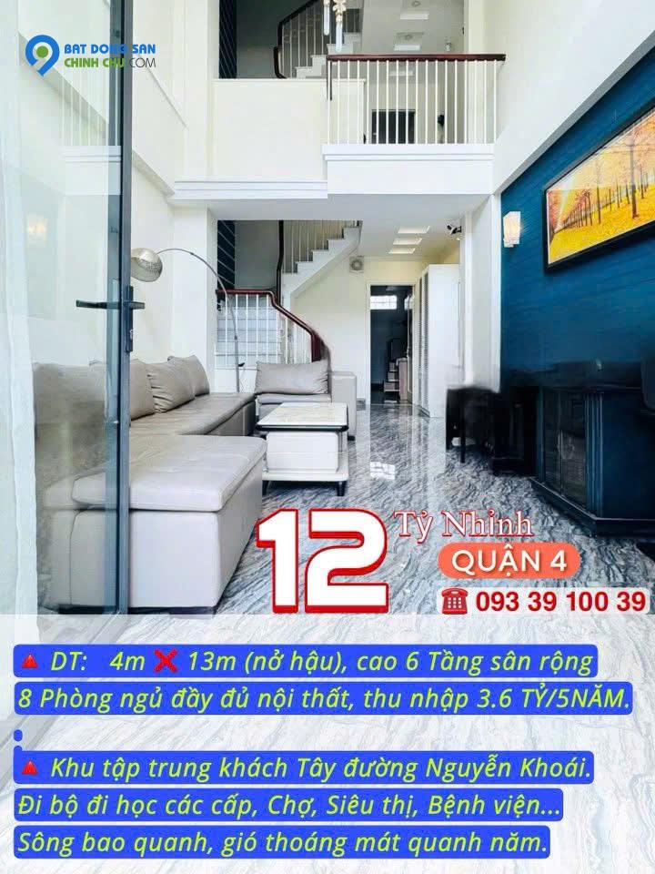 BÁN NHÀ KẾ Q1- Q3- Q4- Q10 - DOANH THU: 3.6 TỶ/5 NĂM- CAO 5 TẦNG HƠN 8 PHÒNG ĐỦ NỘI THẤT: tử 8 tỷ