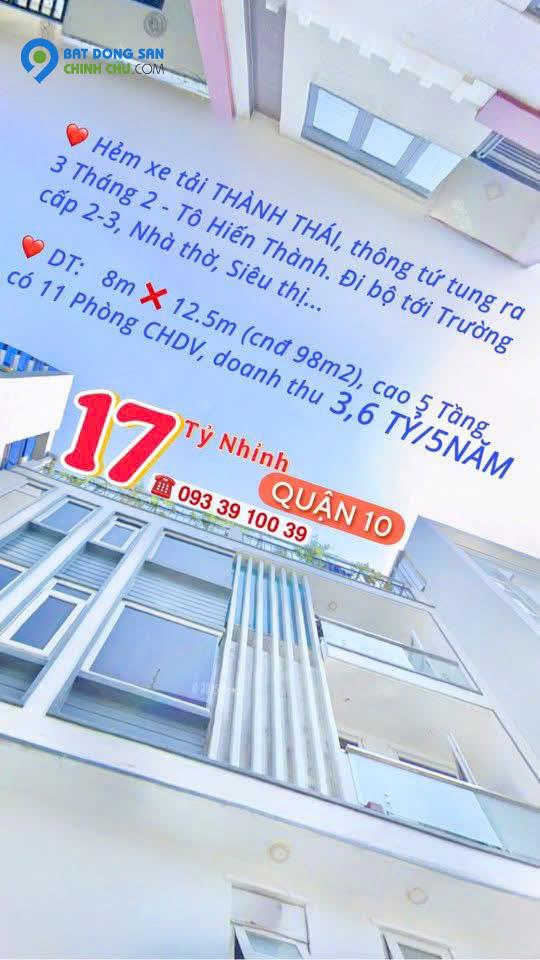 BÁN NHÀ KẾ Q1- Q3- Q4- Q10 - DOANH THU: 3.6 TỶ/5 NĂM- CAO 5 TẦNG HƠN 8 PHÒNG ĐỦ NỘI THẤT: tử 8 tỷ