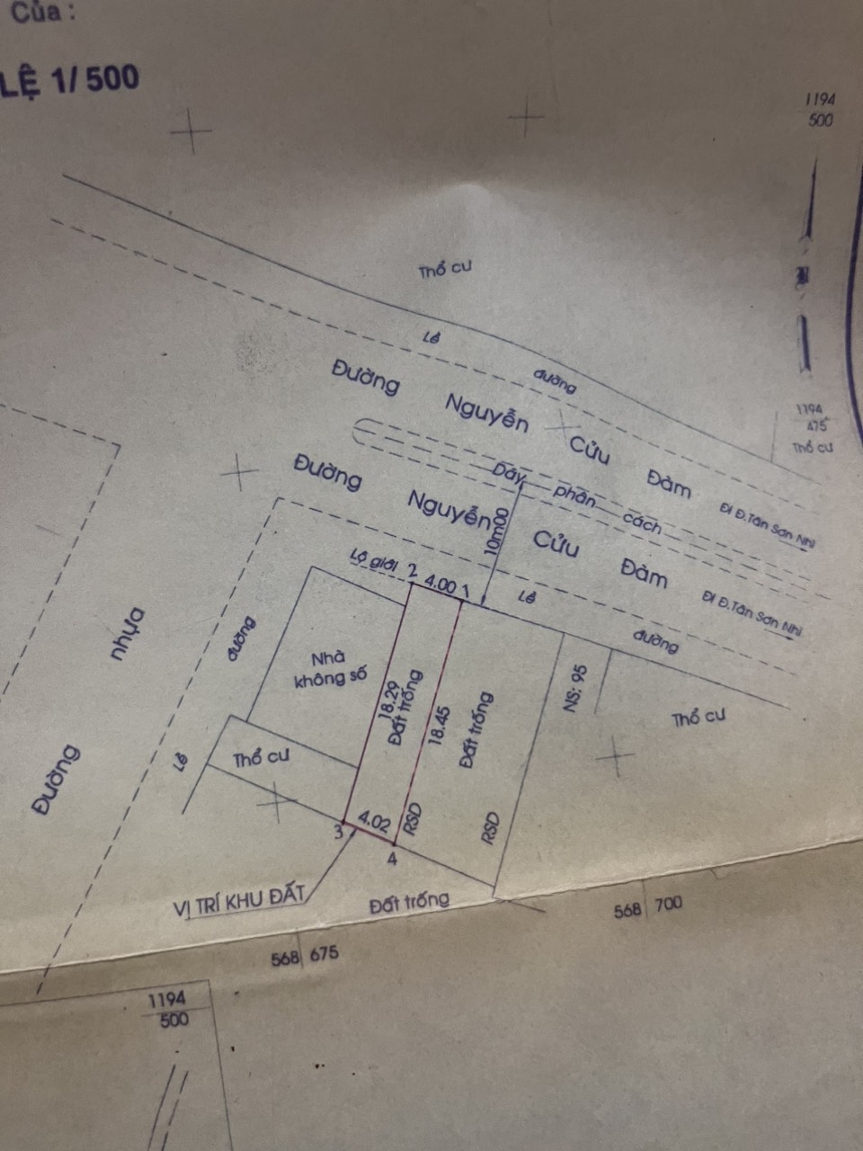 Bán Căn Nhà Cấp 4 . DT 4x18,5met - Mặt tiền đường Nguyễn Cửu Đàm, Tân Sơn Nhì, Tân Phú