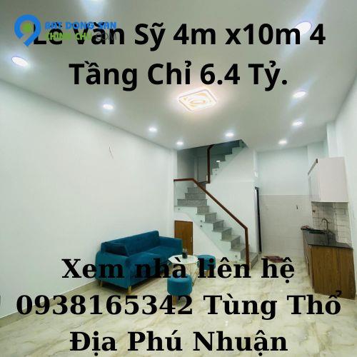 Bán Nhà Lê Văn Sỹ 40m2 Ngang 4m 4 Tầng Chỉ 6.4 Tỷ P13 Phú Nhuận.