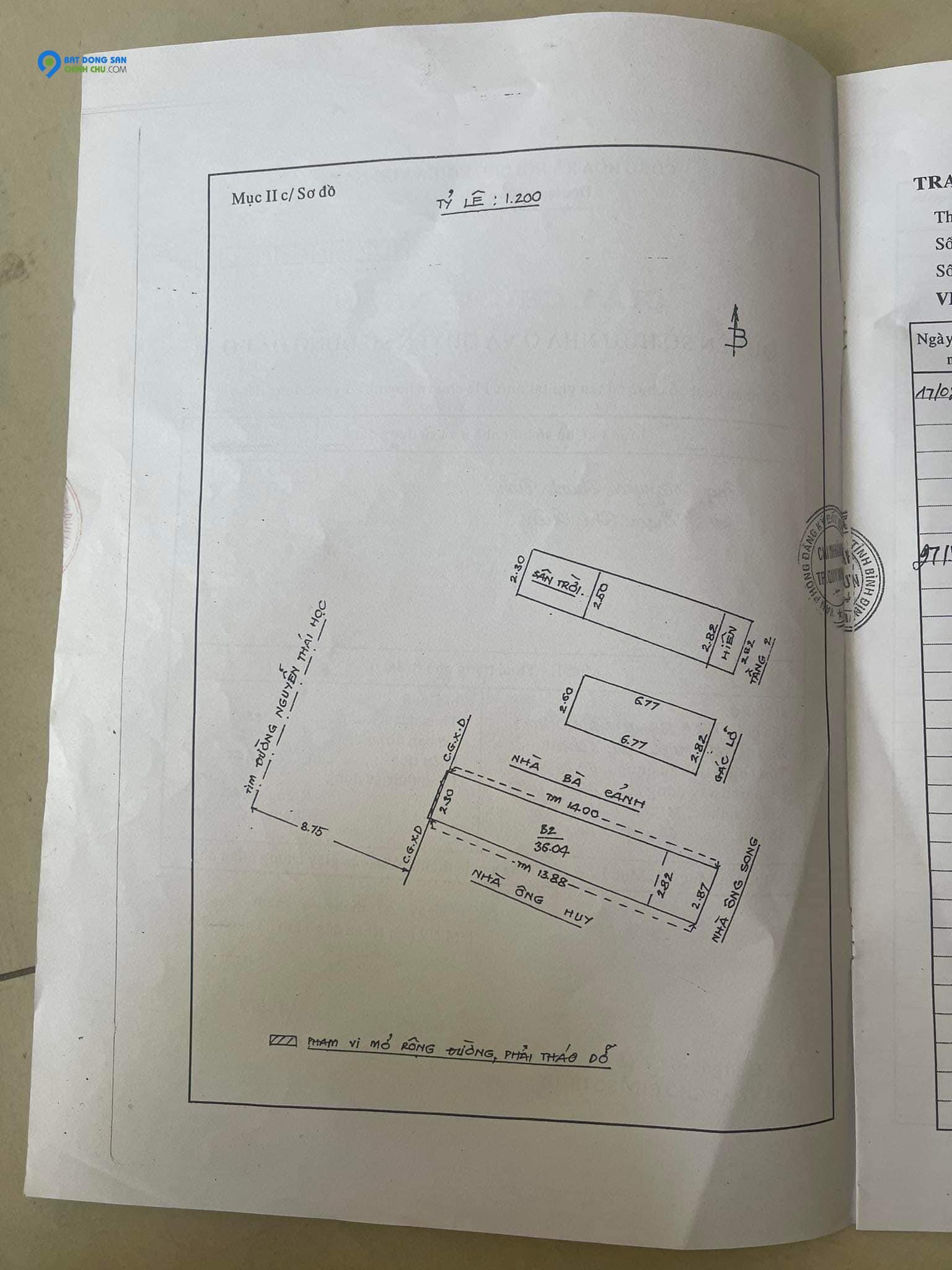 Bán Nhà Mặt Tiền Nguyễn Thái Học P.Ngô Mây Quy Nhơn, 40m2 , 1 Mê , Giá 4,9 Tỷ