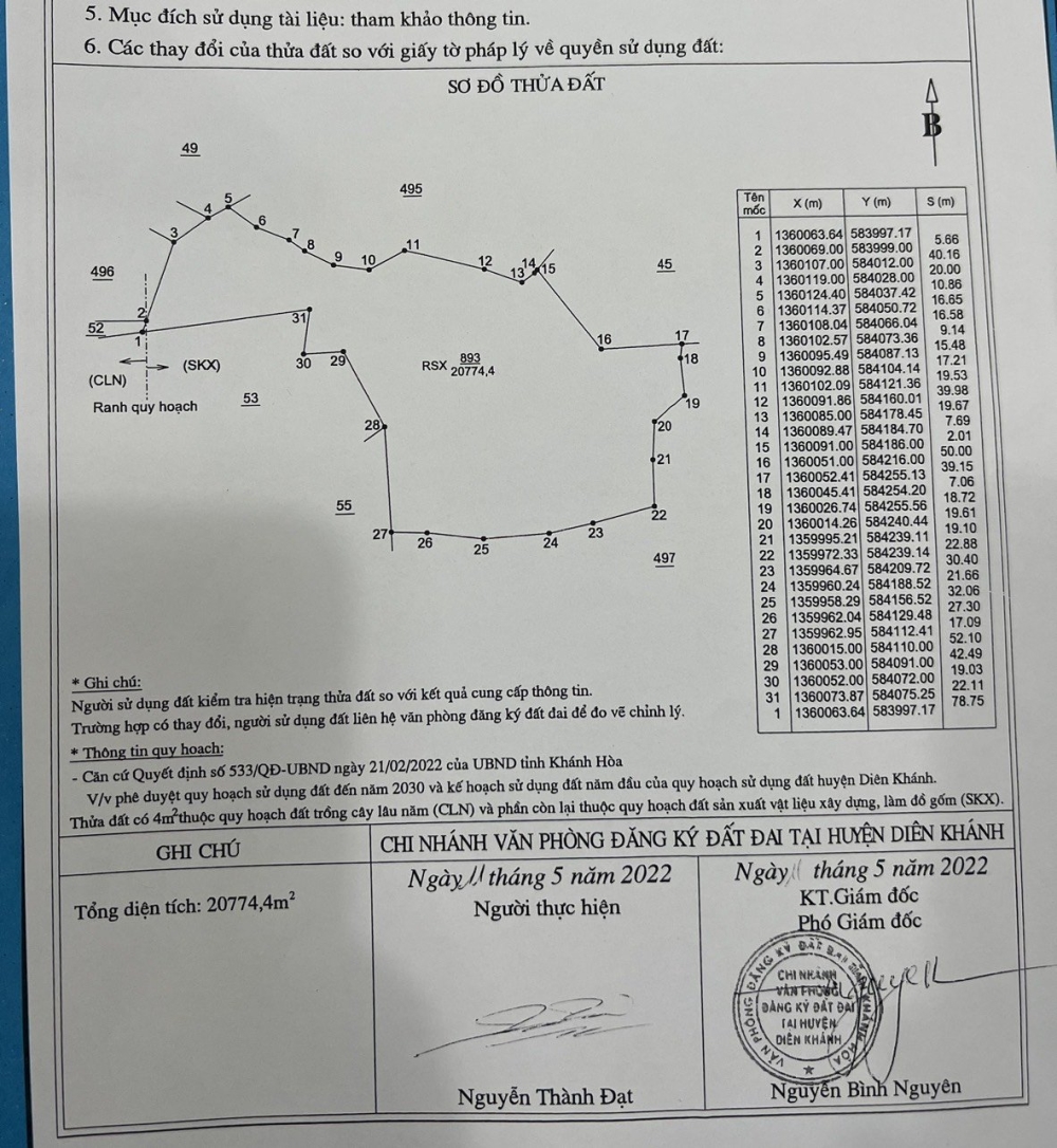 Bán Rẻ Lô Đất 3,7 hecta - Xã Diên Lâm, Huyện Diên Khánh, Khánh Hòa