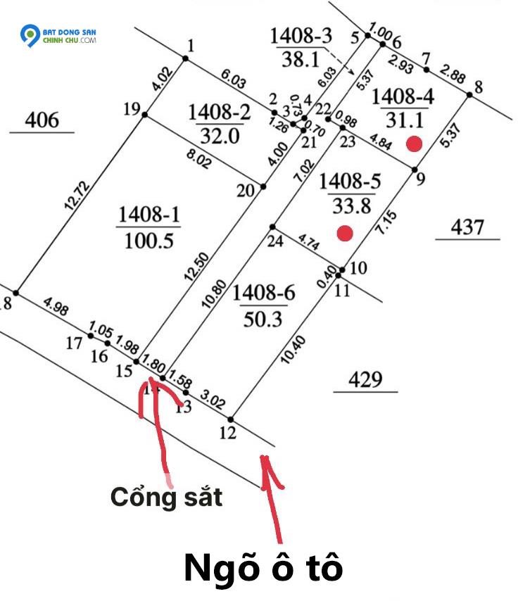 Bán đất đầu đường Di Ái Di Trạch diện tích 31m MT 5.4m ô tô dừng đỗ cách 1 nhà