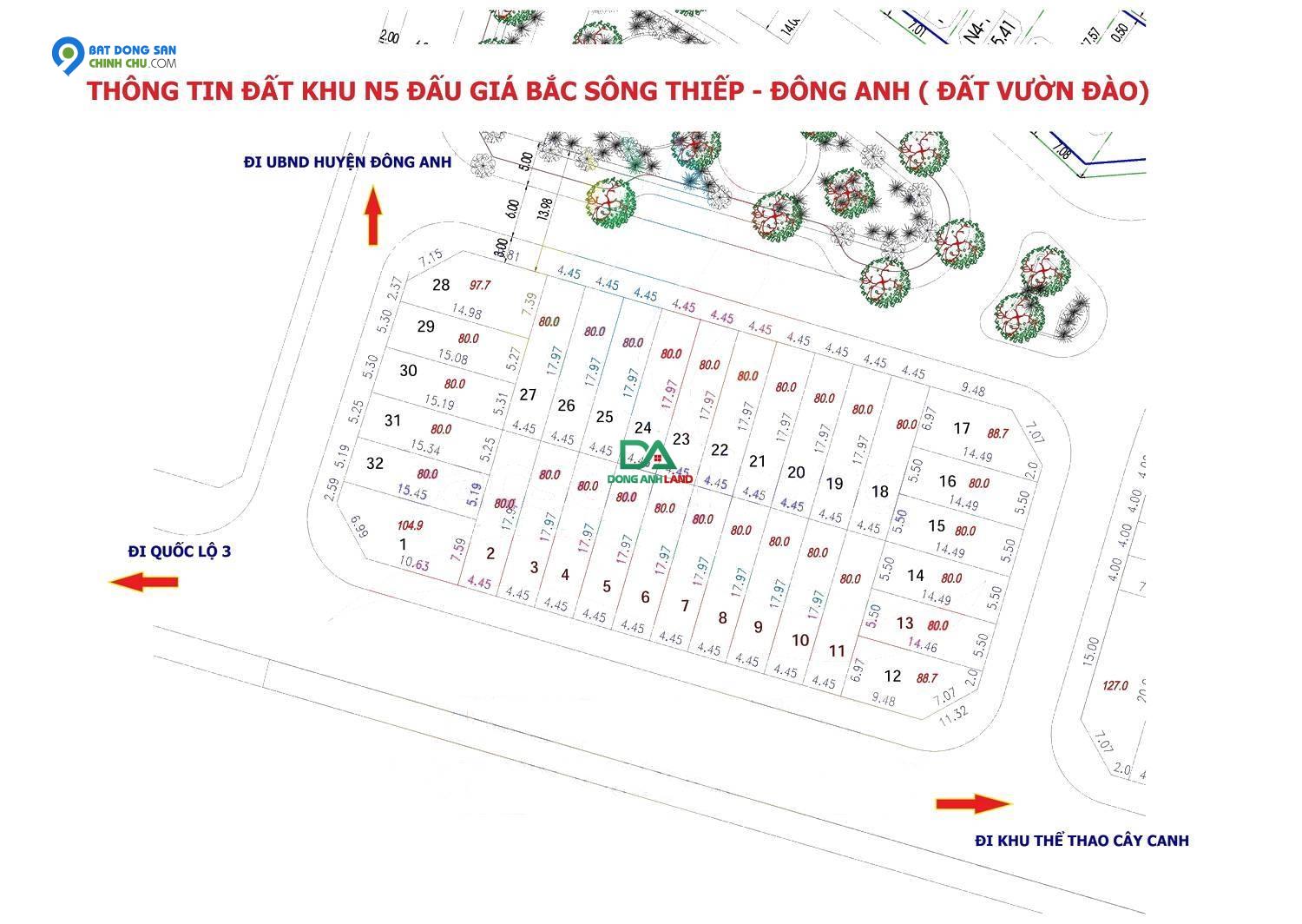 Bán đất kinh doanh lô góc 88.7m đấu giá Vườn Đào Uy Nỗ Đông Anh.