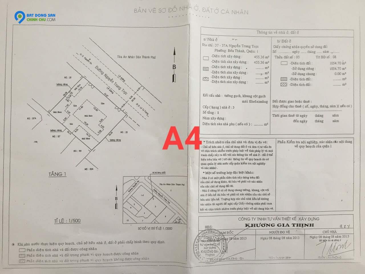 Bán nhà 37 Nguyễn Trung Trực, phường Bến Thành :  3 hầm, 15 tầng