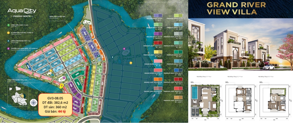 Biệt Thự Đơn Lập Sông (Nhánh Sông Đồng Nai) AQUA CITY - View Sông & Mặt Tiền Công Viên. Chuyển Nhượng Giá Tốt