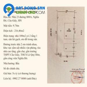 CHÍNH CHỦ BÁN NHÀ 216m2 MẶT ĐƯỜNG 800A NGHĨA ĐÔ - CẦU GIẤY - HÀ NỘI