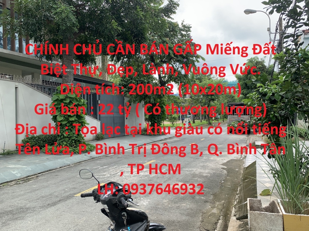 CHÍNH CHỦ CẦN BÁN GẤP Miếng Đất Biệt Thự, Đẹp, Lành, Vuông Vức.