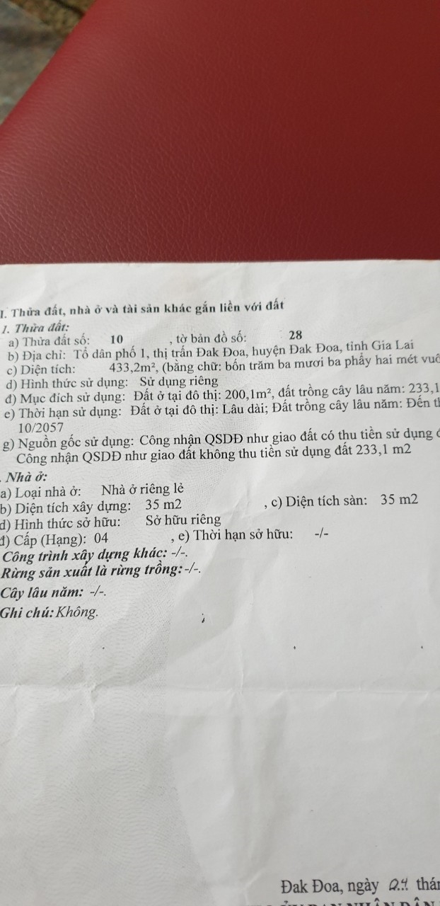 CHÍNH CHỦ Cần Bán Gấp Lô Đất Địa Thế  Đẹp Tại  Đăk Đoa - Gia Lai