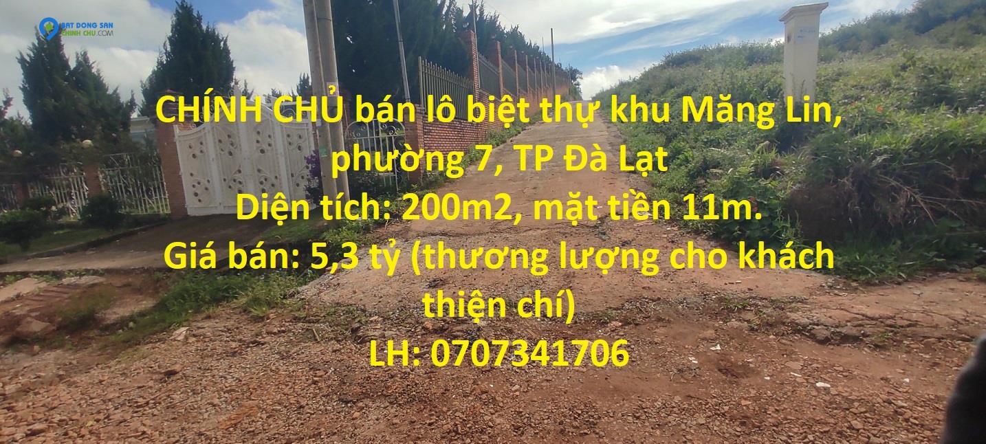 CHÍNH CHỦ bán lô biệt thự khu Măng Lin, phường 7, TP Đà Lạt