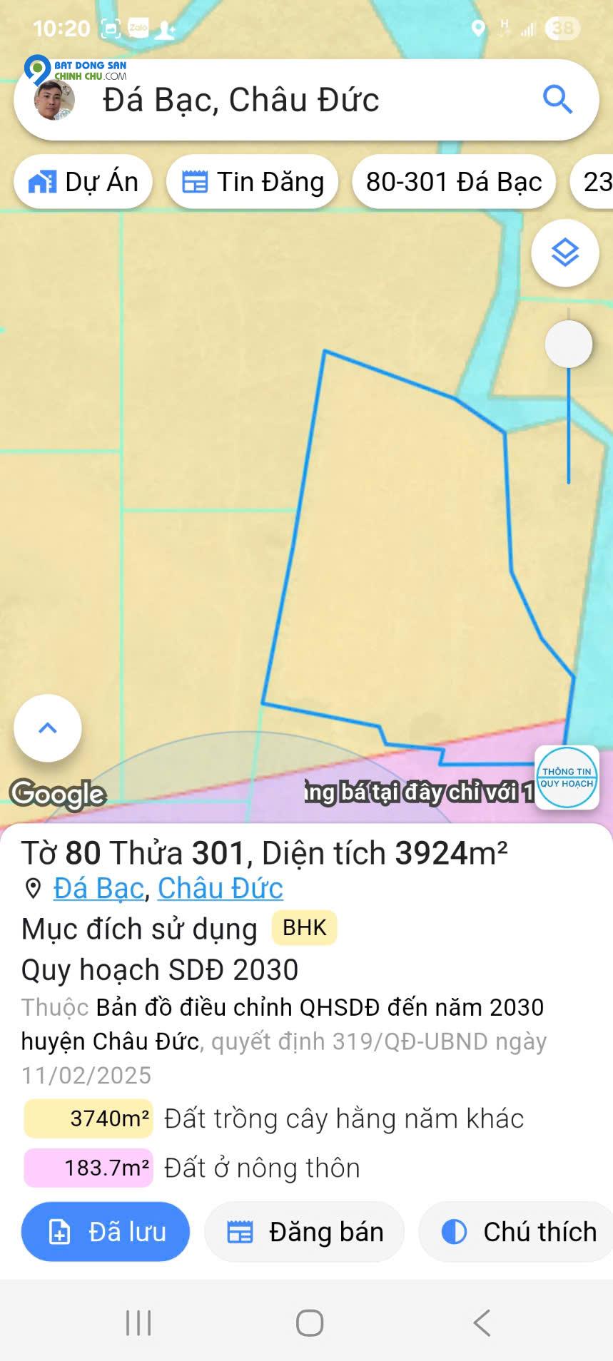 Cần bán 2 lô đất liền kề, có đất ở, view suối, xã Đá Bạc – Châu Đức – Giá chỉ 2,1 tỷ cho gần 5000m²