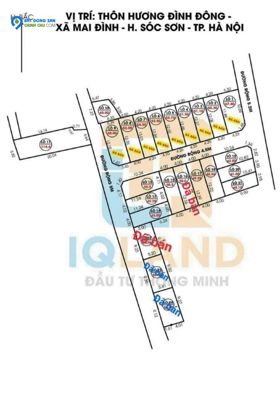 Cần bán 50m2 đất gần khu đấu giá, Hương Đình, Mai Đình, Sóc Sơn giá 1,1 tỷ