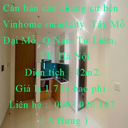 Cần bán căn chung cư bên Vinhome smartcity ở Tây Mỗ, Đại Mỗ, Quận Nam Từ Liêm, TP Hà Nội