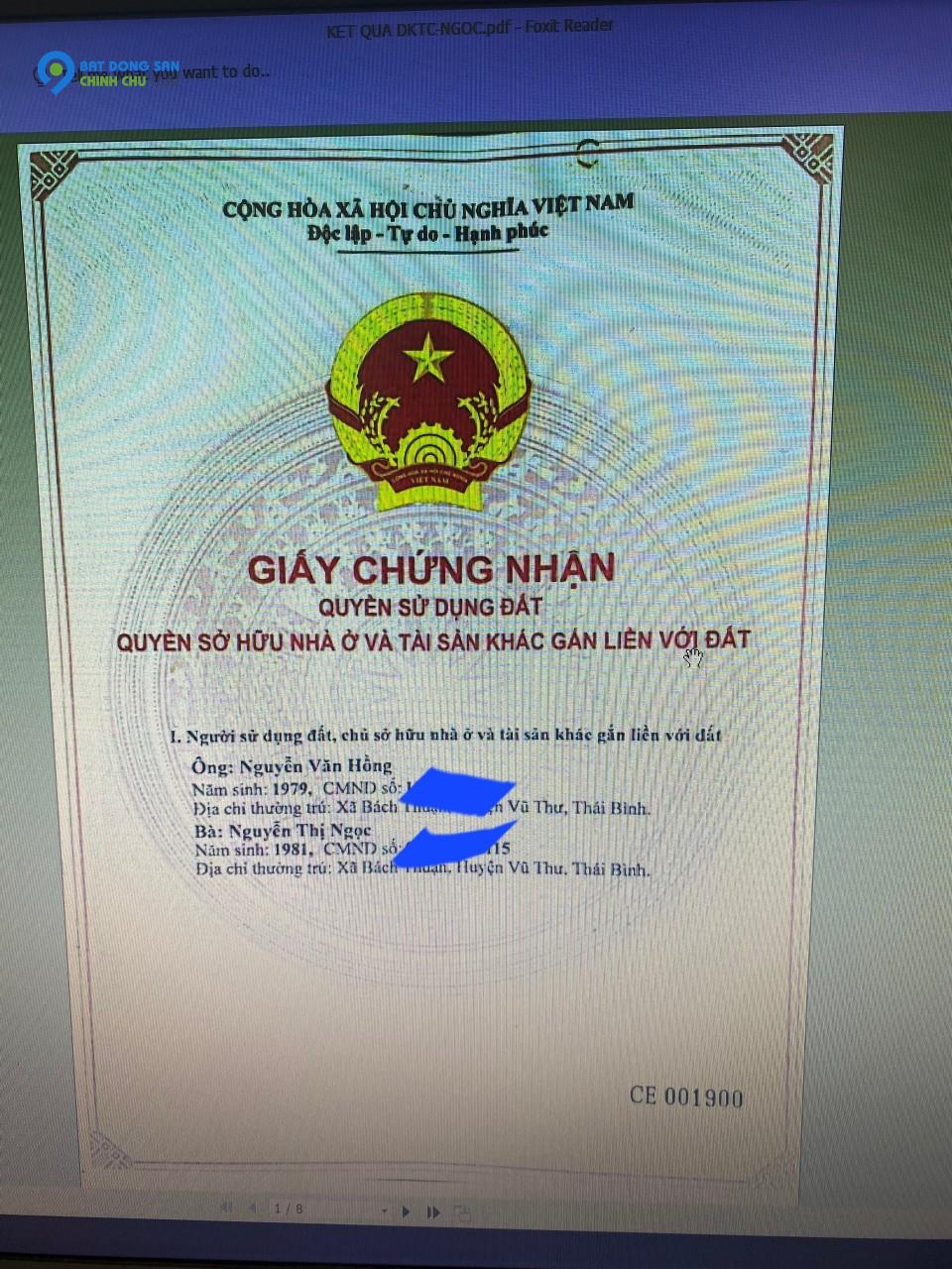 Cần bán lô đất mặt đường 10B đường 15m Khu Tái Định Cư- Tân Lập – Vũ Thư- Thái Bình.