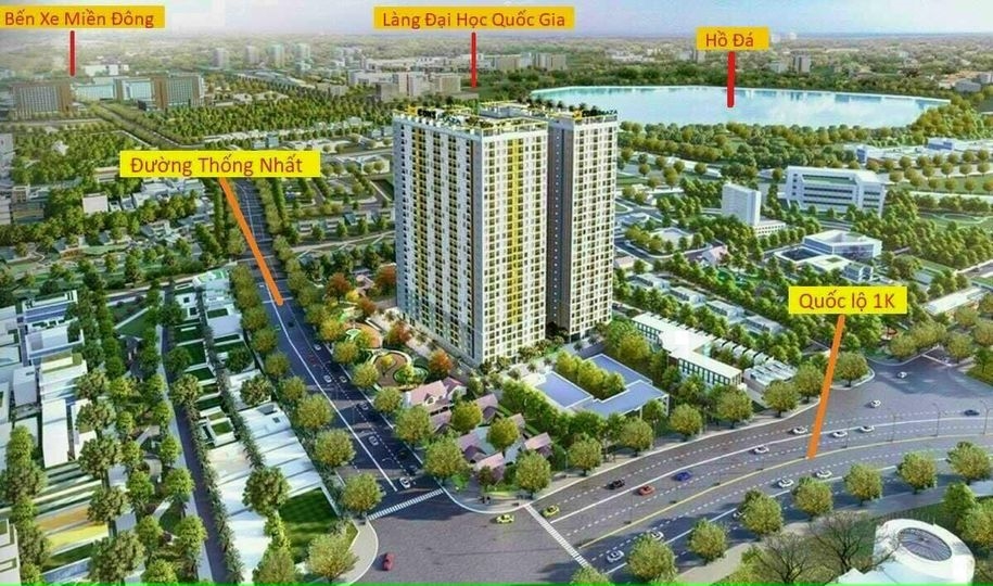 Căn hộ ngay trung tâm thành phố Dĩ An, Gía chỉ 1 tỷ 800 2pn, 2 tolet.