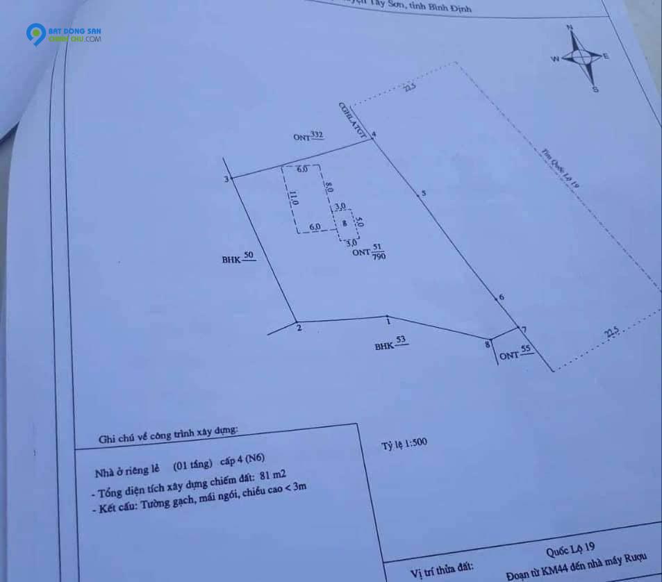 Chính chủ bán đất Mặt tiền QL 19  Xã Bình tường. Huyện Tây Sơn Bình Định