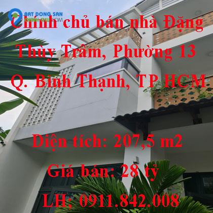 Chính chủ bán nhà Đặng Thùy Trâm, Phường 13, Quận Bình Thạnh, TP HCM