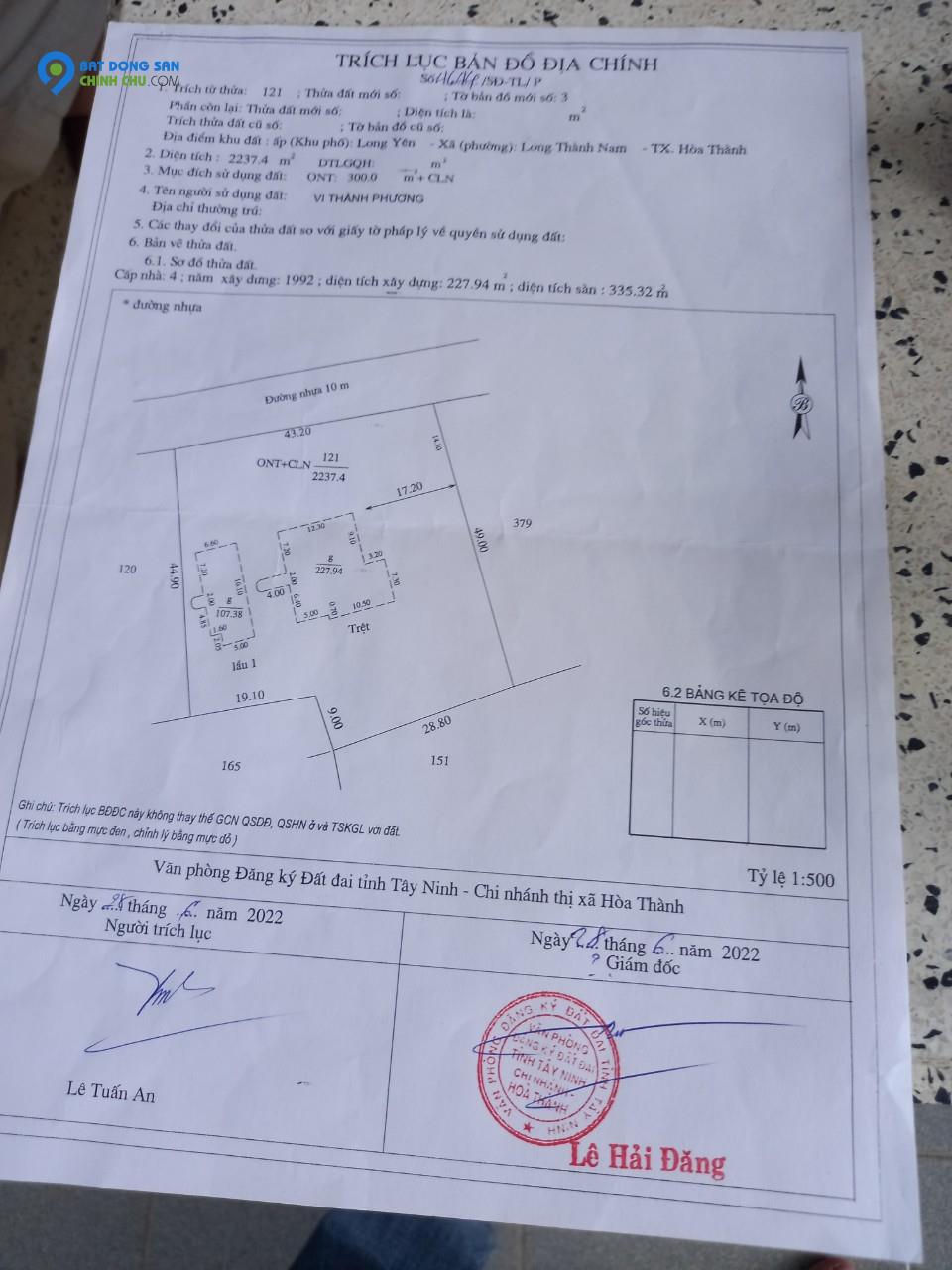 Chính chủ cần bán đất tặng nhà tại Khu Phố Long Yên, Phường Long Thành Nam, TX Hoà Thành, Tỉnh Tây Ninh