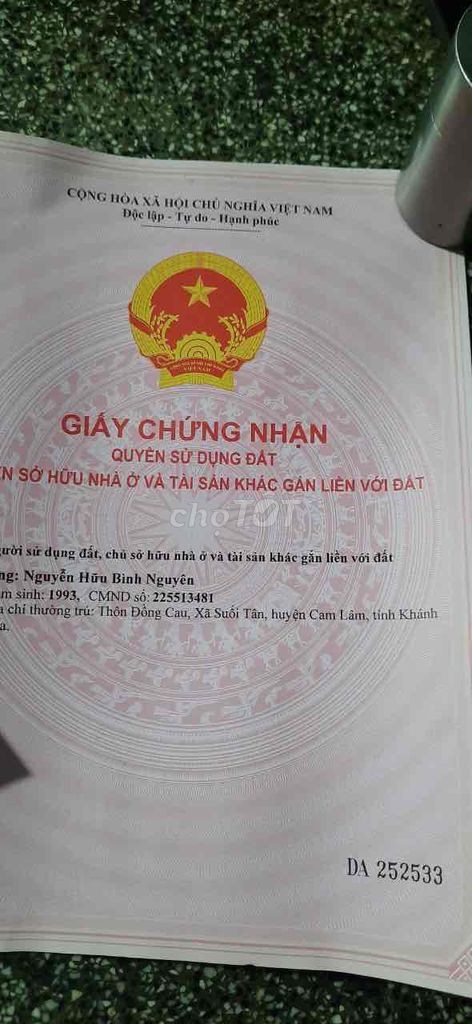 Chính chủ cần bán lô Đất ở Xã Suối Tân, Huyện Cam Lâm, Khánh Hòa