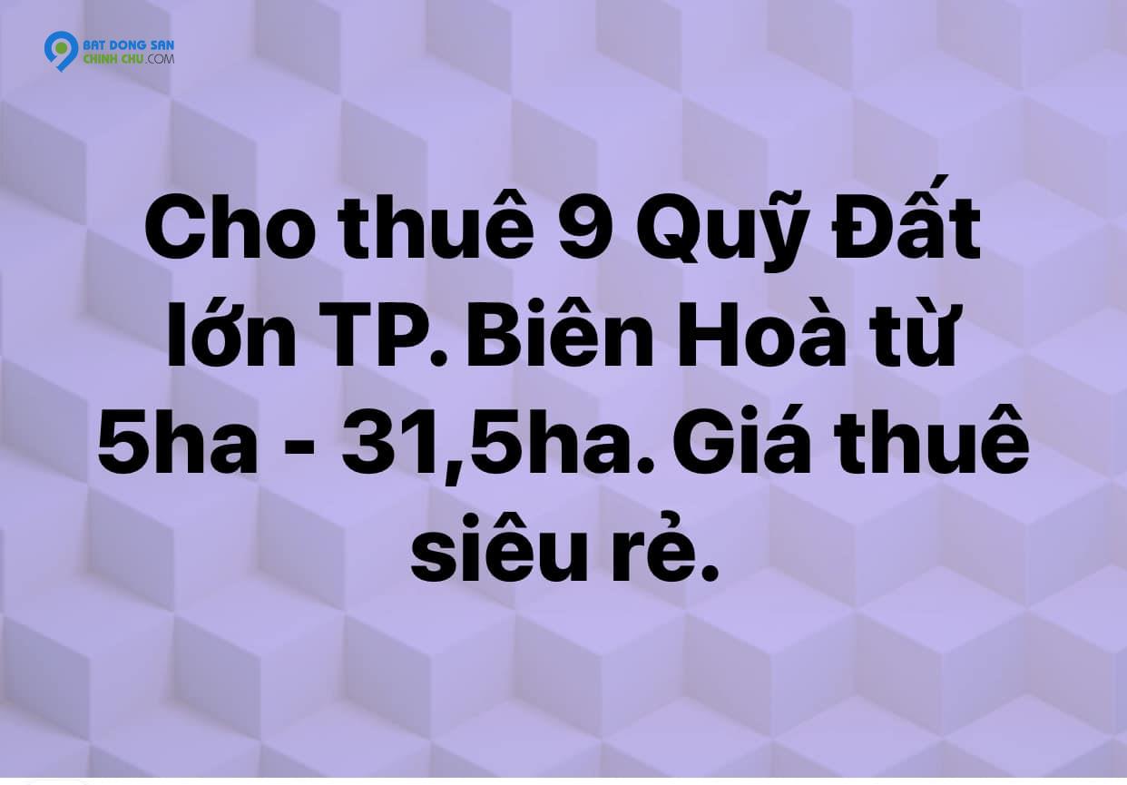 Cho Thuê 9 Khu Đất Lớn tại TP Biên Hoà Từ 5ha-32ha giá siêu rẻ