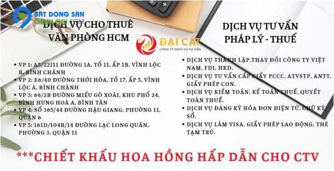 Công ty Đại Cát cho thuê địa chỉ đặt biển hiệu công ty, địa chỉ đăng ký GPKD  khu vực HCM