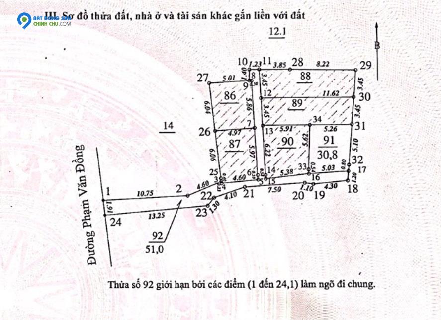 Đất chia lô Phạm Văn Đồng 261m cách mặt phố 10m Đã làm sẵn 6 sổ đỏ