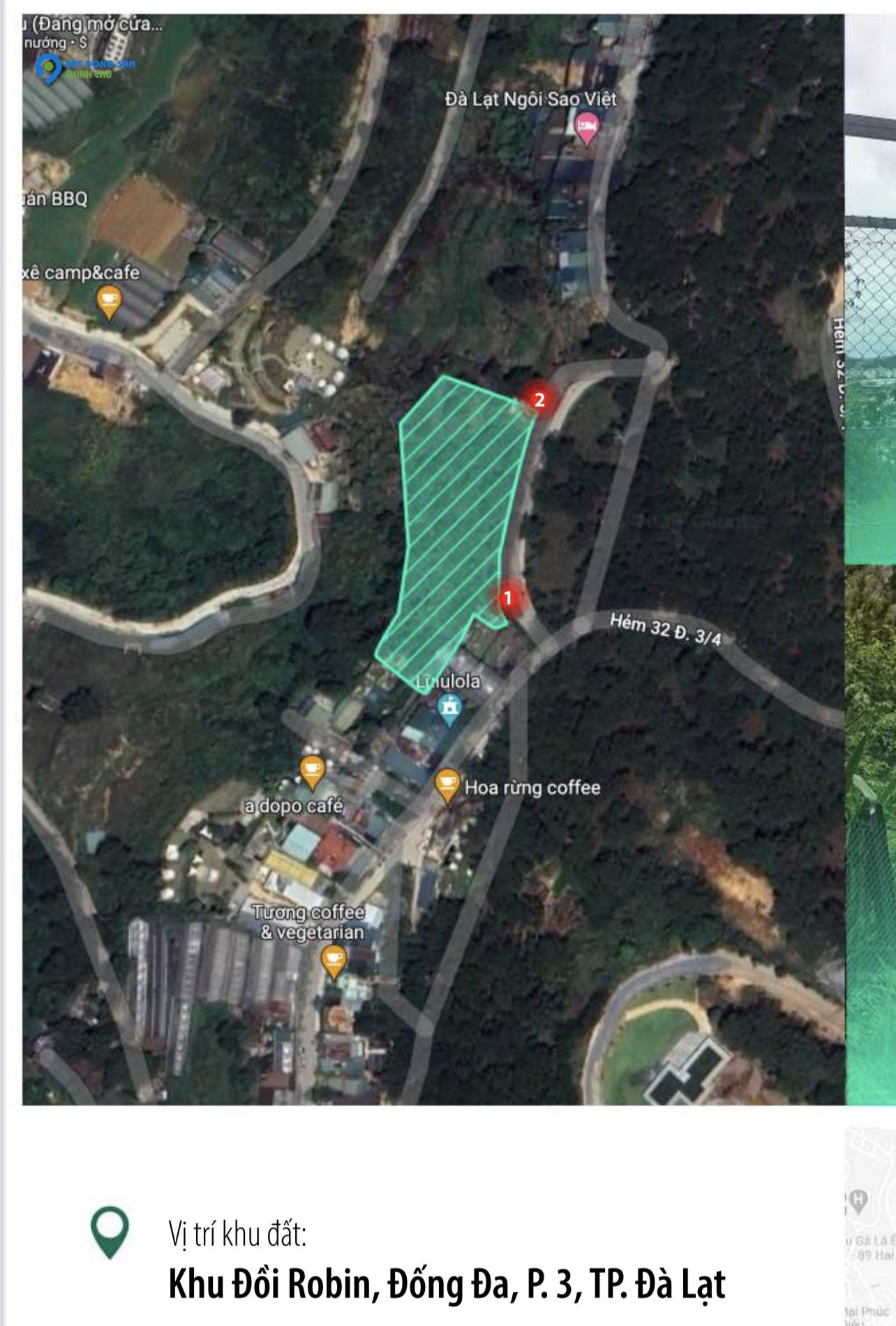 Đất nền khu đồi Robin kế bên cafe Lulu Lola Phường 3 thành phố Đà Lạt - Diện tích 4484,76 m2 giá 25tr/m