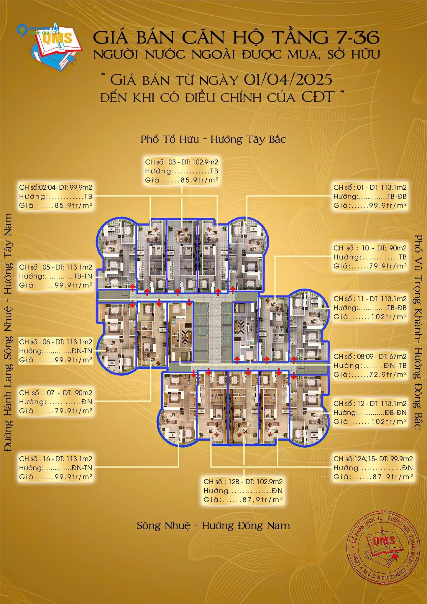 Mở bán căn hộ cao cấp tại chung cư QMS TOP TOWER - TÓ HỮU