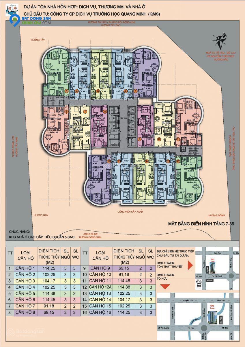 QMS Tower Tố Hữu, Quỹ căn độc quyền chủ đầu tư