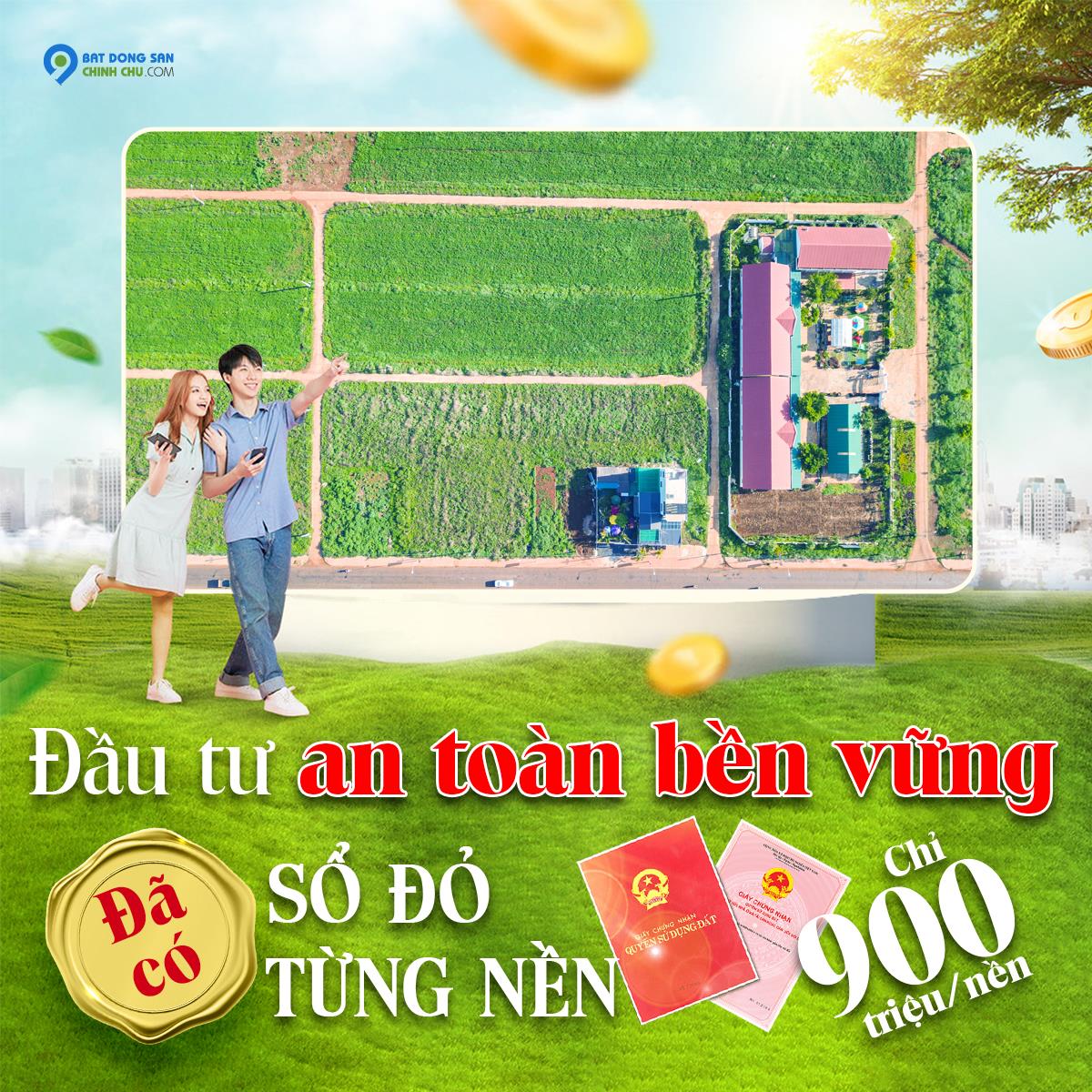 Vị trí đường lớn, ngay UBND, Trường học, Cơ sở y tế Giá đầu tư chỉ: 899 triệu/nền.