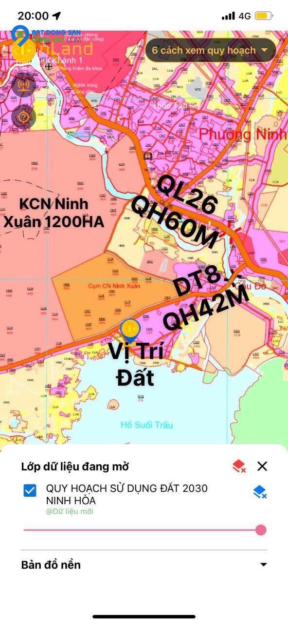 bán đất Vuông vắn thông ra 3 đương dt8 6 va ql26  cạnh hồ Suối Trầu Ninh Xuân Ninh Hoà lh 0985451850