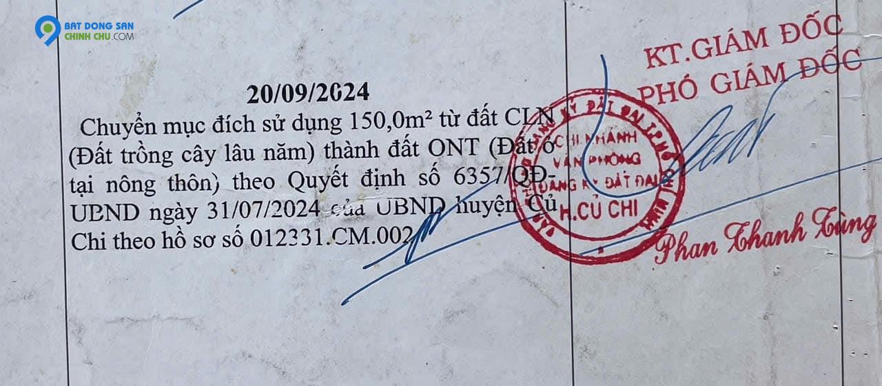 bán lô đất mặt tiền bà thiên xã nhuận đức , củ chi, dt 350m2 có 150m2 thổ cư giá 2,2 tỷ