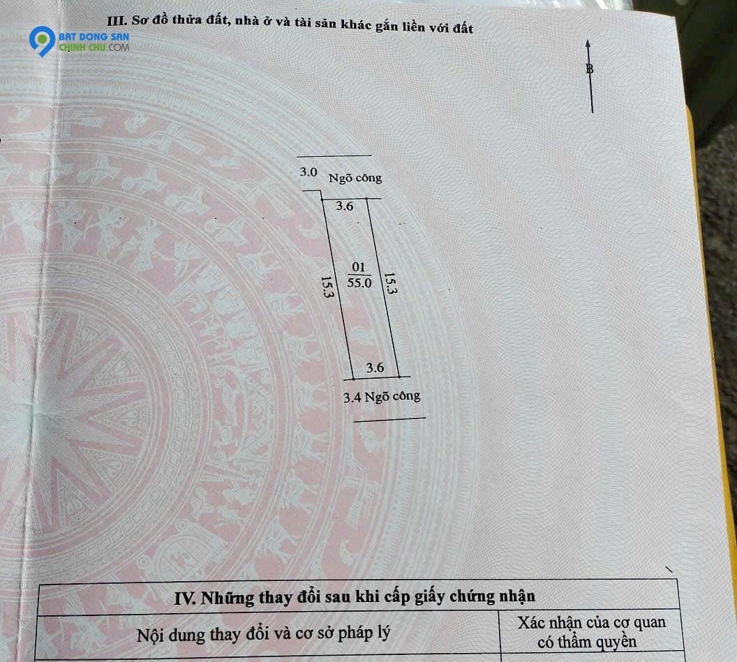 chính chủ cần bán  55m2, chỉ 1.x tỷ, tại đại yên chương mỹ hà nội, 2 mặt ngõ thông,ô tô