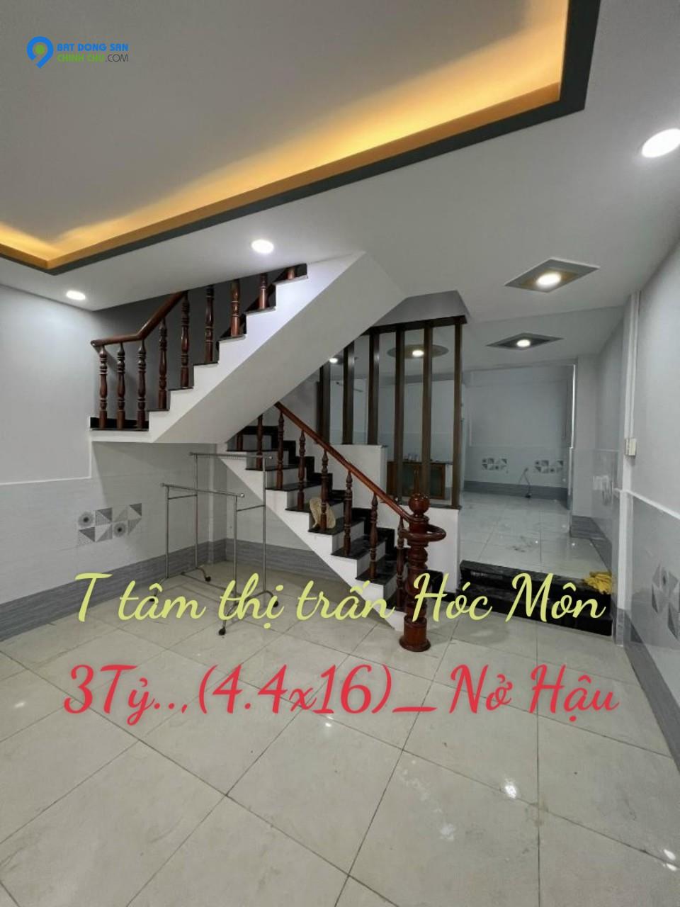 🏡Nhà đẹpTrung Tâm THỊ TRẤN HÓC MÔN, Rẻ 3TỶ...(4.4x16) _NỞ HẬU, 2 TẦNG ,Hẻm ÔTÔ THÔNG